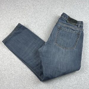 John Varvatos USA Jeans Men 33x36 LG Dark Blue Button Fly Straight Leg Distress